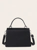 PU Leather Handbag with Chain and Detachable Shoulder Strap