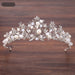 Silver Crystal and Pearl Bridal Tiara Headband Wedding Crown for Brides