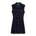 Slim fit collar pleated denim short dress for women