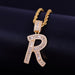 A-Z Initials Letters Hip Hop Pendant Bling Zirconia Men Women Jewelry