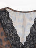 Lace Trim Leopard Print V-Neck Bodysuit For Women With Sultry Fit