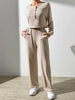 Women's Fashion Long Sleeve Half Button Top and Matching Pants Set
