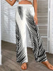 Fashion Striped Leaf Printed Wide Leg Pants for Women’s Relaxed Chic Style