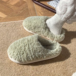 Winter Simple Warm Cotton Slippers Women Fashion Indoor Plush Shoes