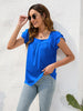 Stylish Square Neck Ruffled Cap Sleeve Blouse For Women With Casual Elegant Flair