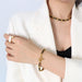 Women's Hip Hop Design 18K Real Gold Leather Rope Bracelet Jewelry