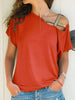 Asymmetrical Neck Short Sleeve T-Shirt for Modern Casual Outfits
