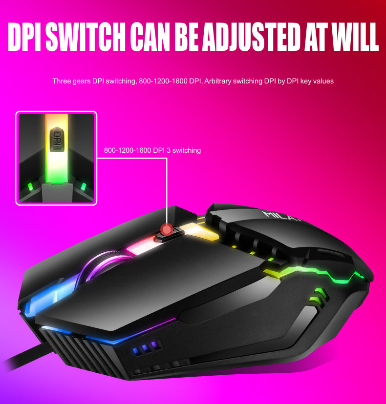 USB Wired Gaming Mouse with LED Lights Desktop Laptop Competitive Play ...