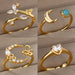 Vintage Zircon Adjustable Rings Women's Stainless Steel Jewelry