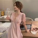 Women's Sleepwear Long Lace Nightgown Short Sleeve Sleepdress