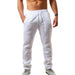 Men's Cotton Linen Pants Solid Color Breathable Linen Trousers