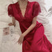 Women's Sleepwear Long Lace Nightgown Short Sleeve Sleepdress