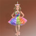 Girls Shiny Unicorn Angel Dress Kids Glowing Party Princess Dresses