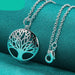 Sterling Silver Chain Tree Round Pendant Necklace Women Fashion Jewelry
