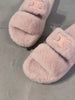Fuzzy Slippers Versatile Letter Wool Heighten Flat Bottom Footwear