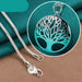 Sterling Silver Chain Tree Round Pendant Necklace Women Fashion Jewelry