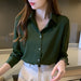 Fashion Silk Shirts Women's Long Sleeve Shirts Silk Blouse Tops