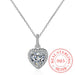 Sterling Silver Forever Love Heart CZ Charm Pendant Necklace Women's Jewelry