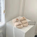 Fuzzy Slippers Versatile Letter Wool Heighten Flat Bottom Footwear