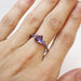 Tibetan Silver Amethyst Ring Lovely Heart Shape Purple Zircon Crystal Ring