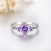 Tibetan Silver Amethyst Ring Lovely Heart Shape Purple Zircon Crystal Ring