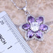 Purple Cubic Zirconia Jewelry Set Silver Plated Pendant Earrings Ring Jewelry