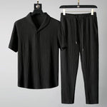 Men's Fashion Shirt Trouser Set Casual jogger 2 Pieces Homewear Set