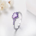 Tibetan Silver Amethyst Ring Lovely Heart Shape Purple Zircon Crystal Ring