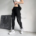 Women's Cargo Pants Punk Fashion Jogger Harem Pants High Waist Streetwear