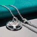 Sterling Silver Chain Tree Round Pendant Necklace Women Fashion Jewelry