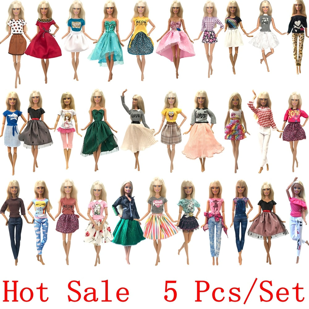 Barbie Doll Outfits Wear Casual Dress Shirt Skirt Toy Doll Clothes