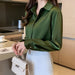 Fashion Silk Shirts Women's Long Sleeve Shirts Silk Blouse Tops