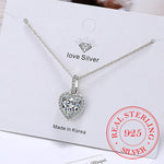 Sterling Silver Forever Love Heart CZ Charm Pendant Necklace Women's Jewelry
