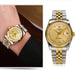 Luxury Gold Stainless Steel Men's Watch – Diamond Accent Design