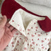 Velvet Newborn Baby Gown with Bow Detail for First Month, One Year, and Hundred Days Celebration