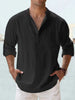 Men's Linen Long Sleeve Shirts Breathable Solid Color Casual Cotton Linen Shirt