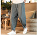 Loose Men's Cotton Linen Harem Pants Breathable Solid Color Linen Trousers