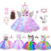 Girls Shiny Unicorn Angel Dress Kids Glowing Party Princess Dresses