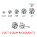 2 Carat 8.0mm Moissanite Stud Earrings Women's Sterling Silver Sparkling Jewelry
