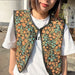 Ethnic Style Women Vintage Floral Short Vest Jacket Loose Casual Sleeveless Tops