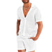 Men's T-Shirt Pants Suit Casual Breathable Solid Color Short Sleeve Beach T-Shirt Shorts Set