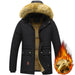 Men's Winter Parka Fleece Lined Thick Warm Hooded Fur Collar Coat Jacket