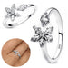 Sterling Silver Sparkling Head Princess Flower Rings Women's Fashion Jewelry