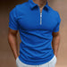 Men's Solid Color Polo Tees Short Sleeve Turn-Down Collar Zipper Polo T-Shirt