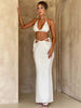 White Knitting Backless Summer Dress Women Bodycon Maxi Long Sexy Vestido
