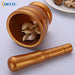Household Pressing Garlic Ginger Spices Mashing Pot Manual Mashing Stone Wood Mortar