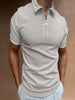 Men's Solid Color Polo Tees Short Sleeve Turn-Down Collar Zipper Polo T-Shirt