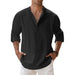 Cotton Linen Shirts Men's Casual Lightweight Long Sleeve Henley Beach Shirts