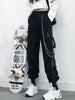 Women Cargo Pants Punk Chain Jogger Trousers High Waist Streetwear