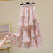 Women Floral High Waist Elegant A-line Long Maxi Skirts Ladies Chiffon Skirts